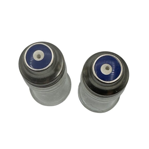 Vintage Hazel Atlas Ribbed Glass Salt & Pepper Shakers With Metal Lids - Picture 2 of 4